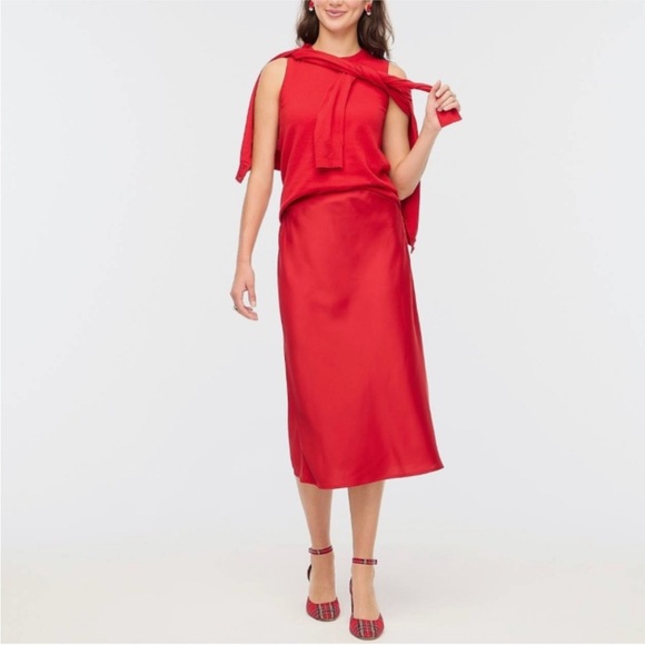 J. Crew Factory Dresses & Skirts - J Crew Factory Red Bias Slip Skirt Size Large